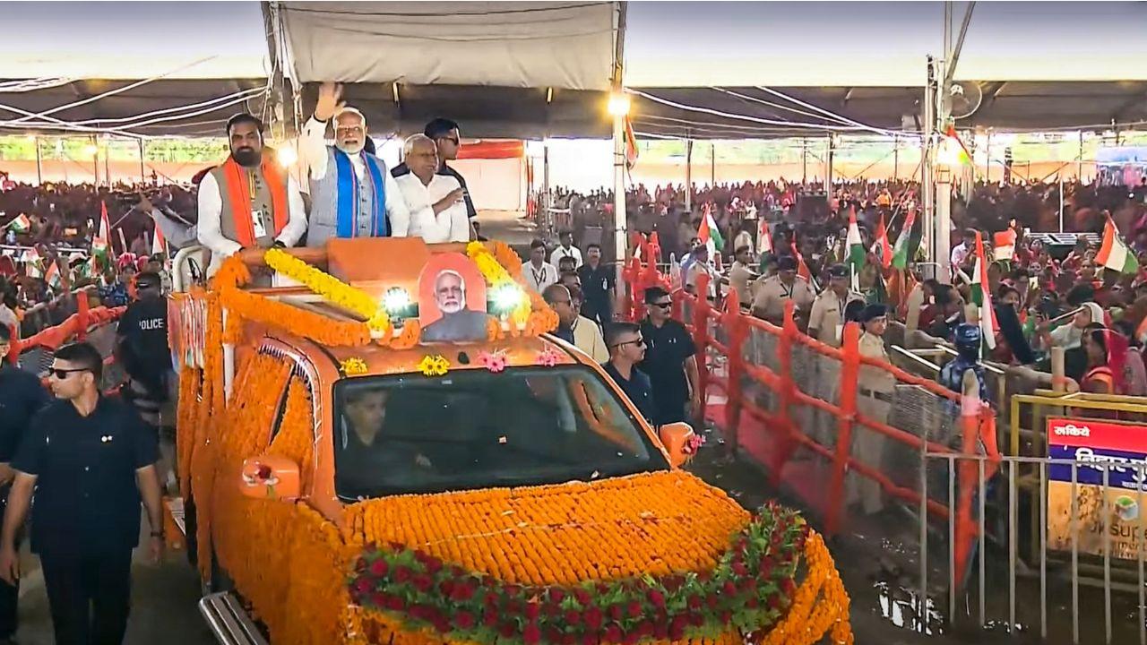 In the recent past, the PM reached venues of his functions in Bihar, perched atop an open vehicle, on at least two occasions